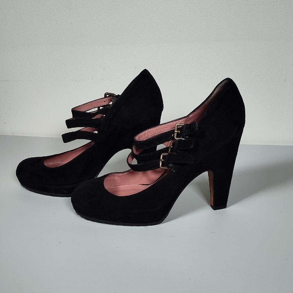 Derek‎ Lam black suede strappy platform heels black 38